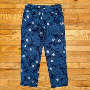 Anthropologie Elevenses Lunar Mum Floral Crop Pants Lightweight Blue Size 2